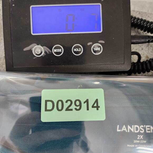 Lands End Top Womens 2X Blue Scoop Neck Crop Sleeve Side Ruched Tunic Casual - Picture 9 of 9